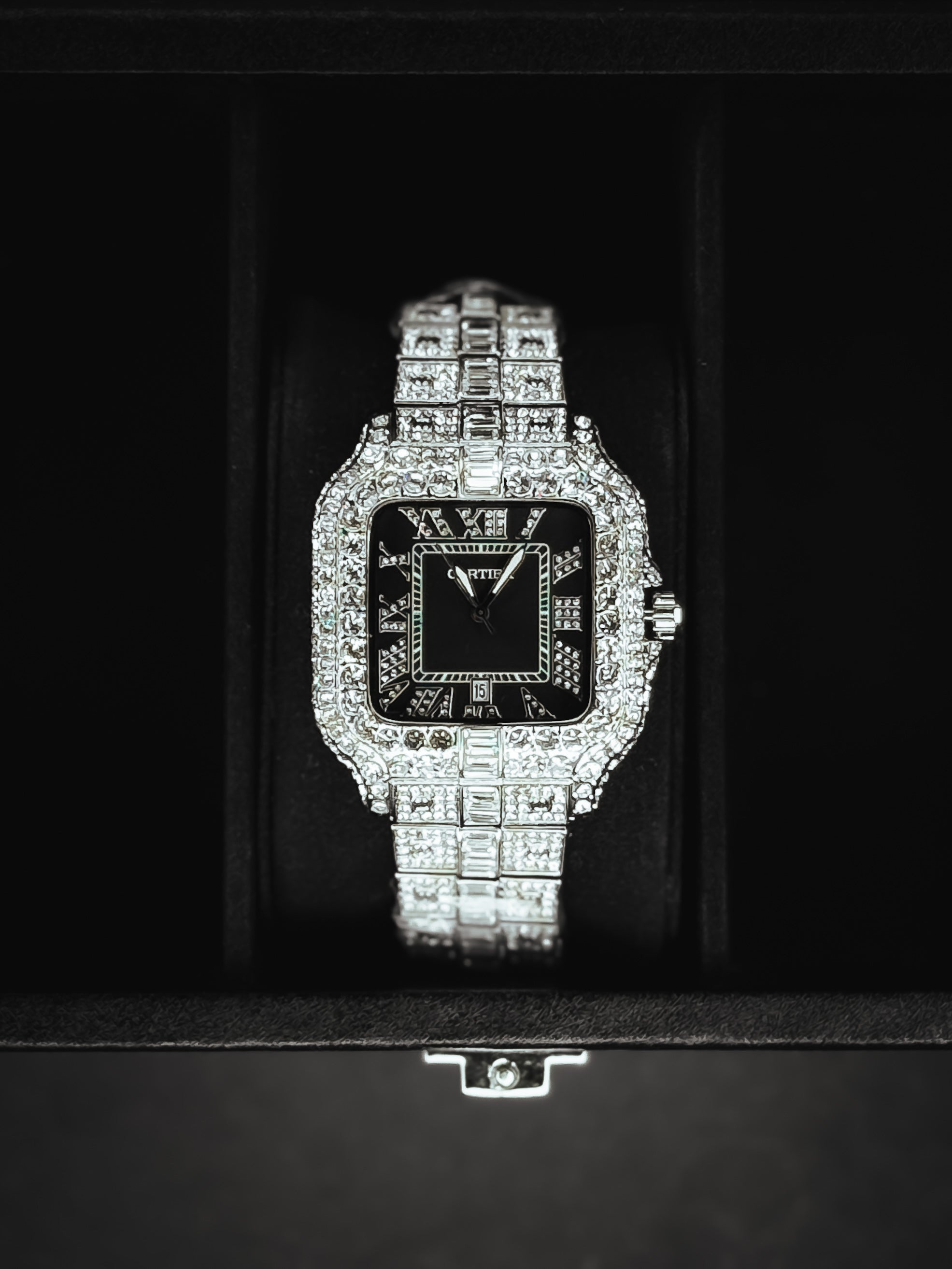 Iced Out Black Dial King Watch