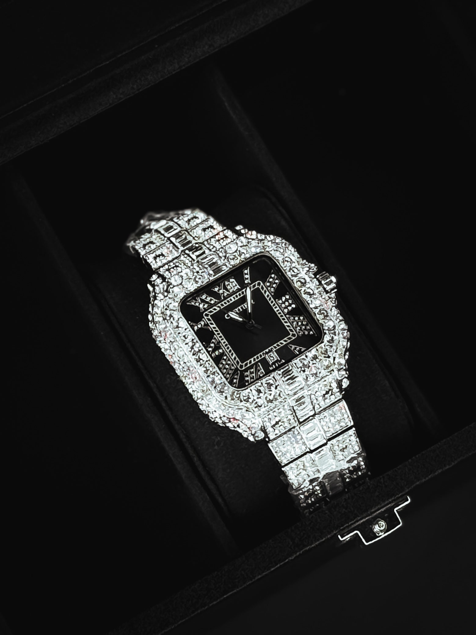Iced Out Black Dial King Watch
