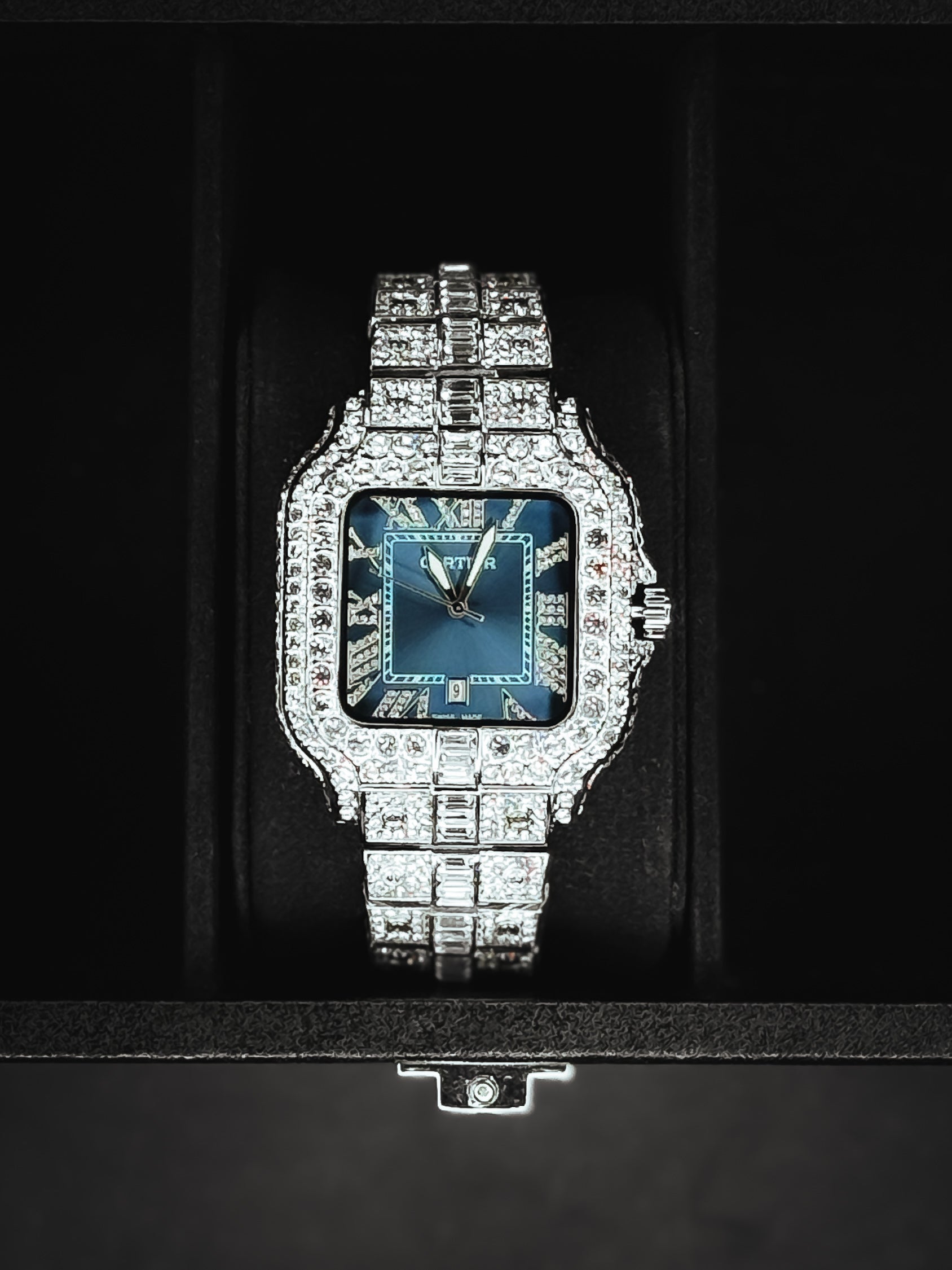 Iced Out Blue Dial King Watch