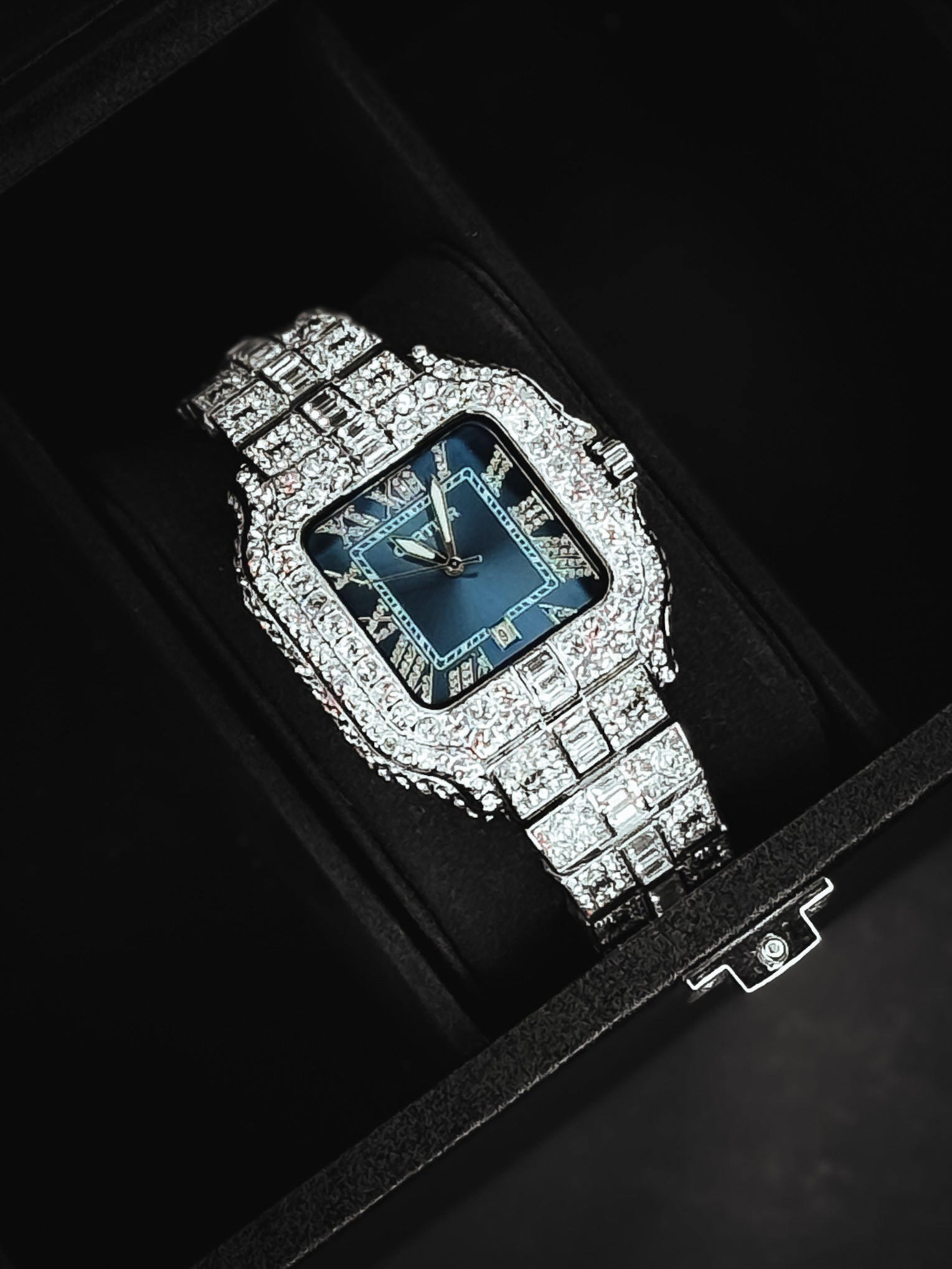 Iced Out Blue Dial King Watch