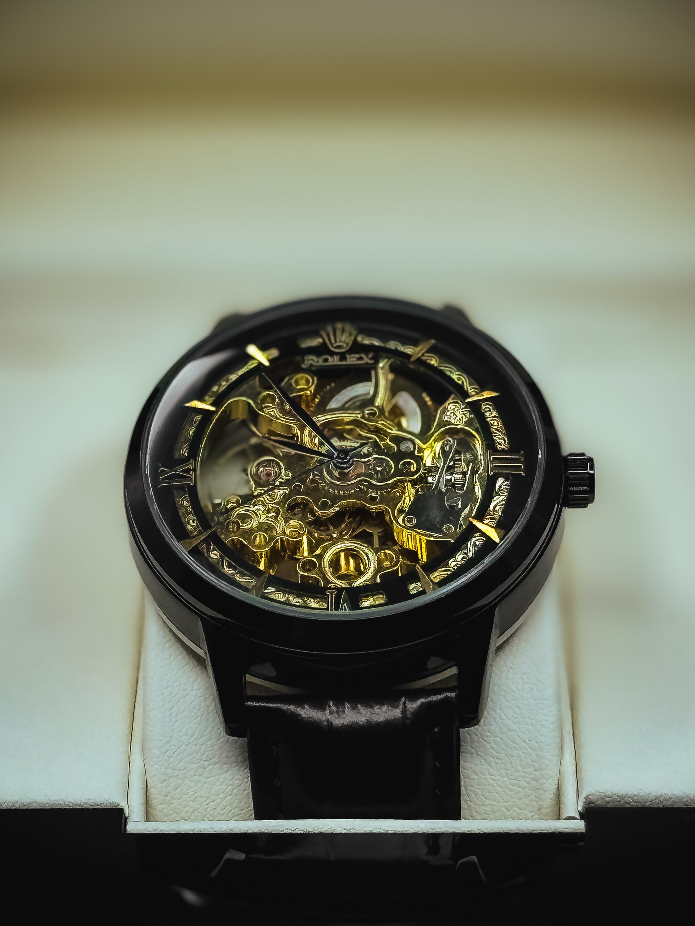 Rollie Automatic Leather Watch