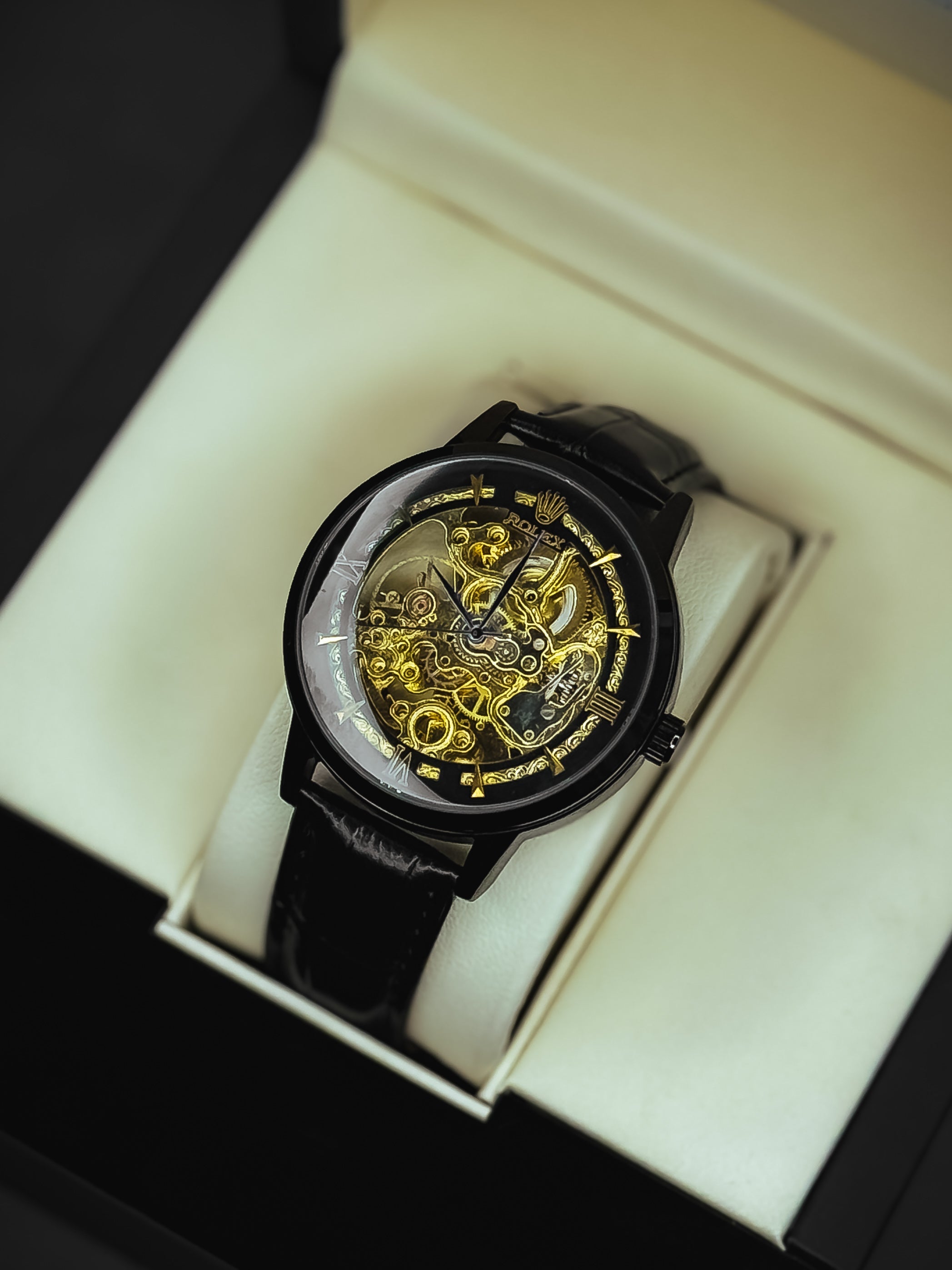 Rollie Automatic Leather Watch