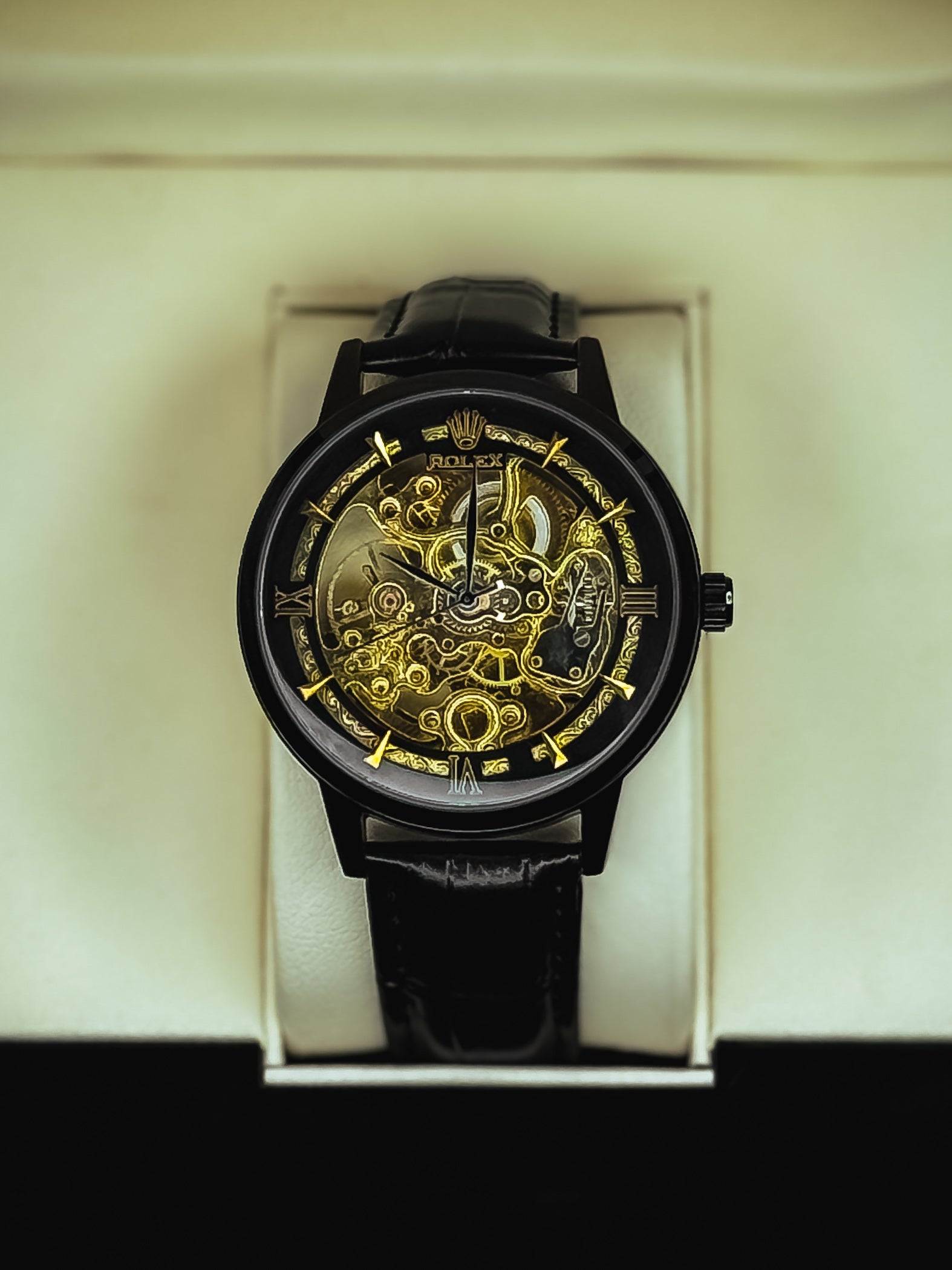 Rollie Automatic Leather Watch