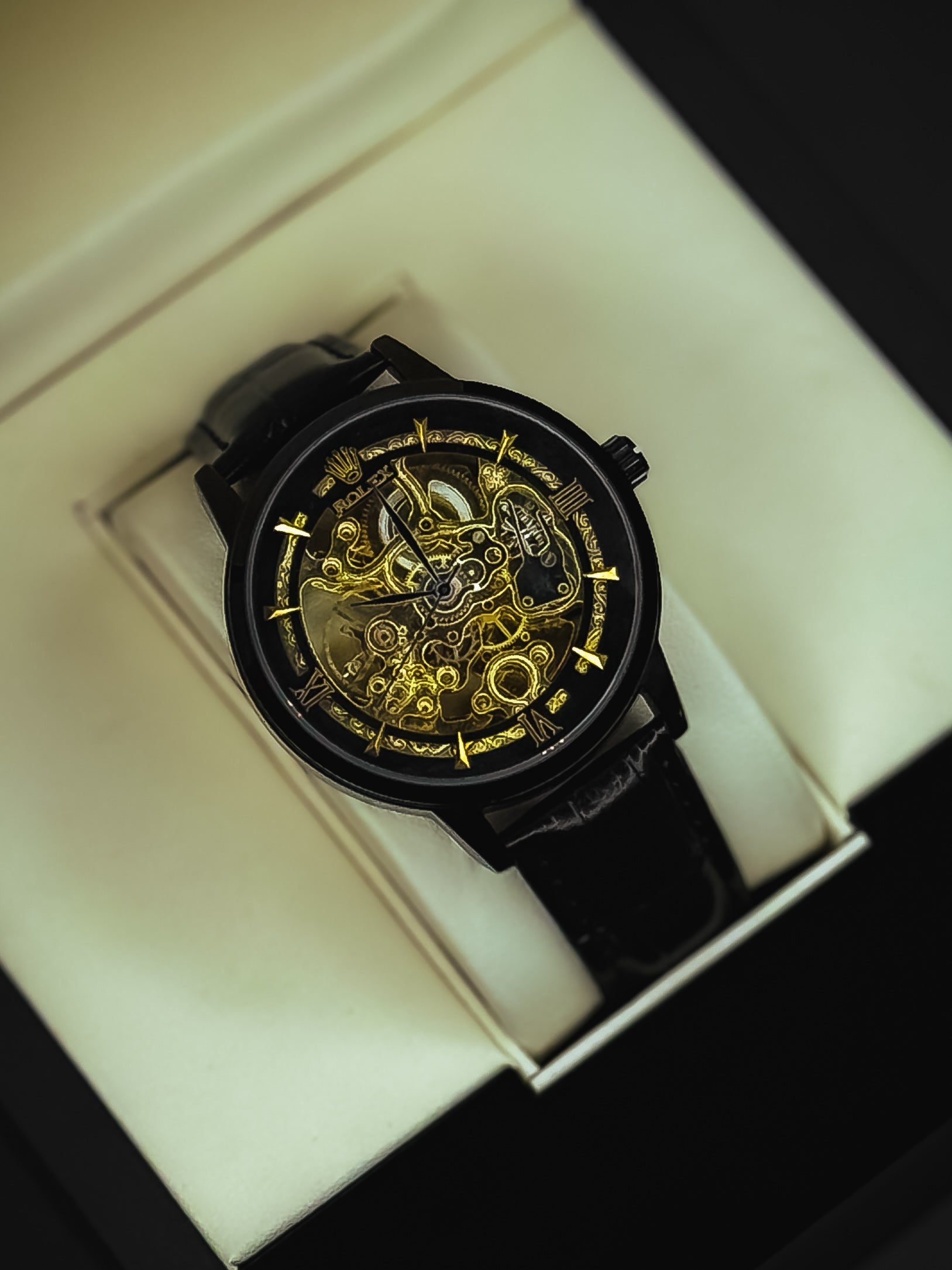 Rollie Automatic Leather Watch