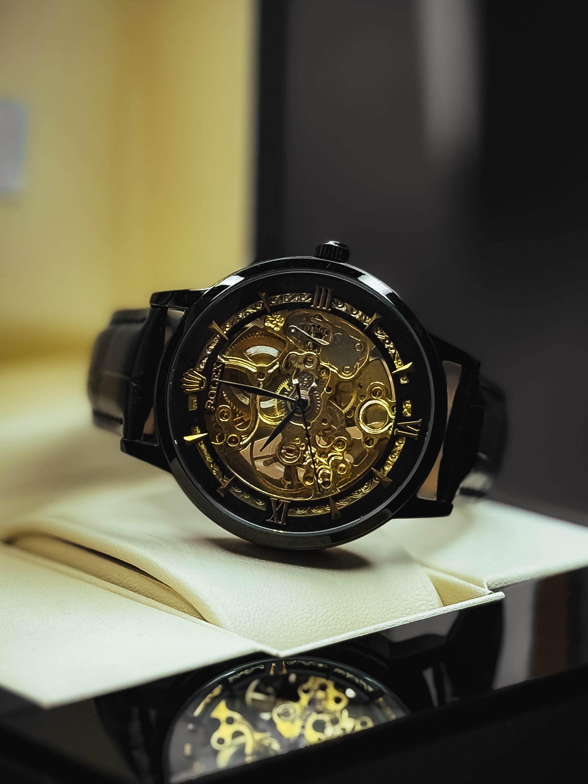 Rollie Automatic Leather Watch